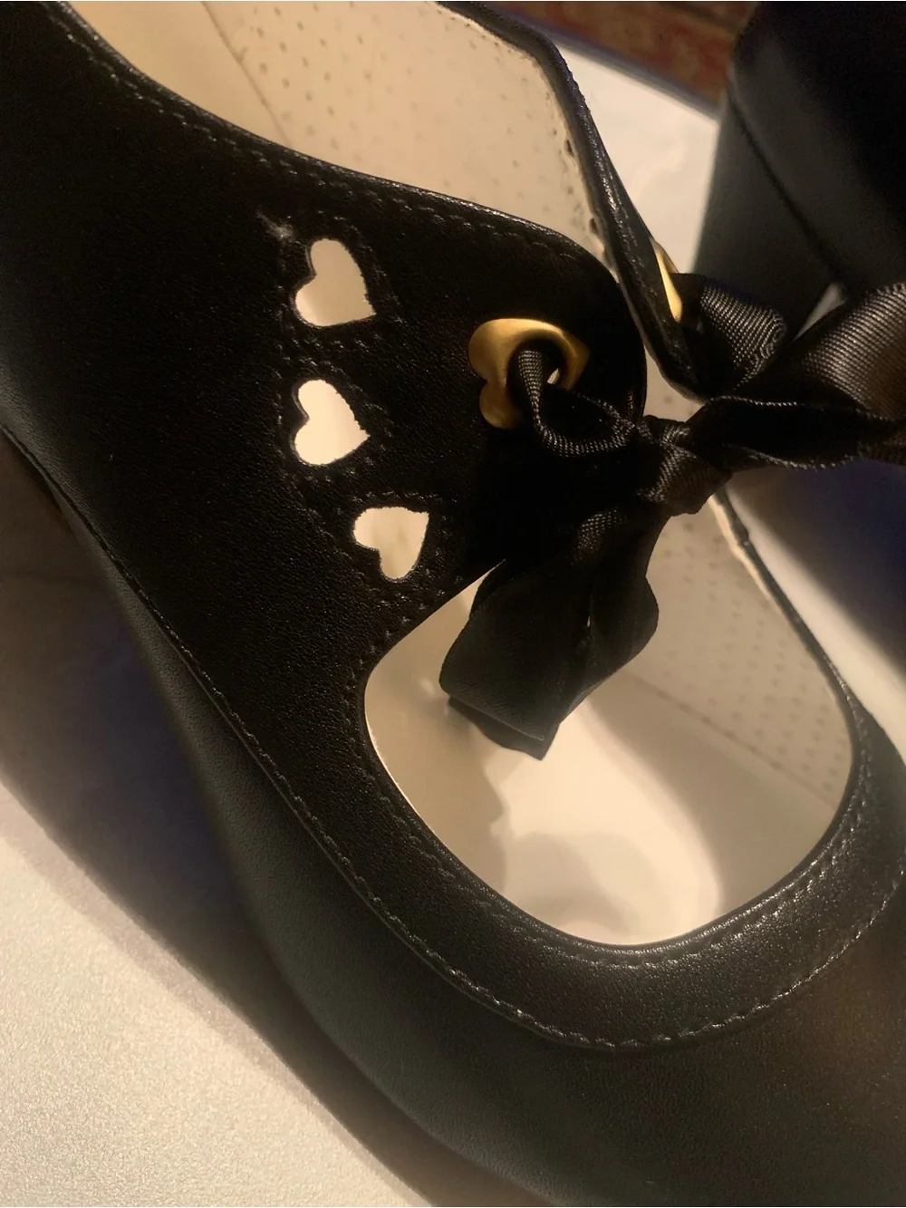 Girls Black Mary Jane Ribbon Shoes